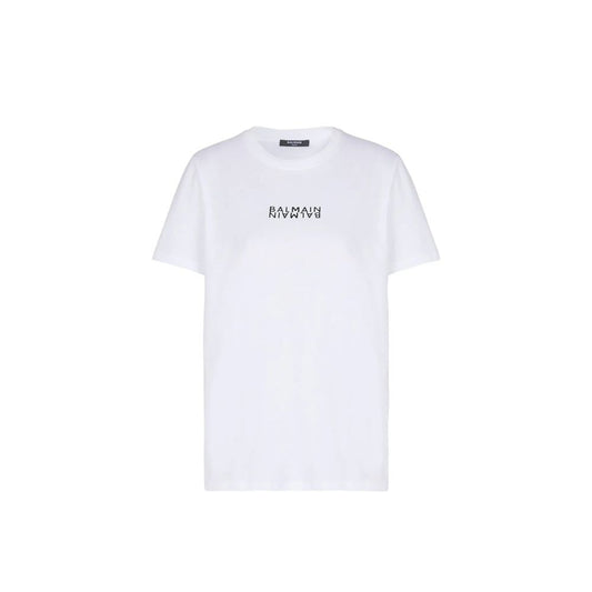 T-Shirt en Coton Blanc Balmain pour Femme