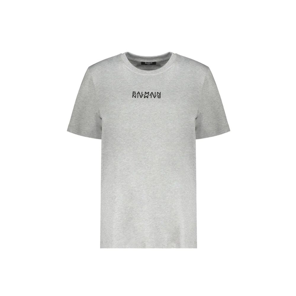 Balmain Gray Cotton T-Shirt for Women
