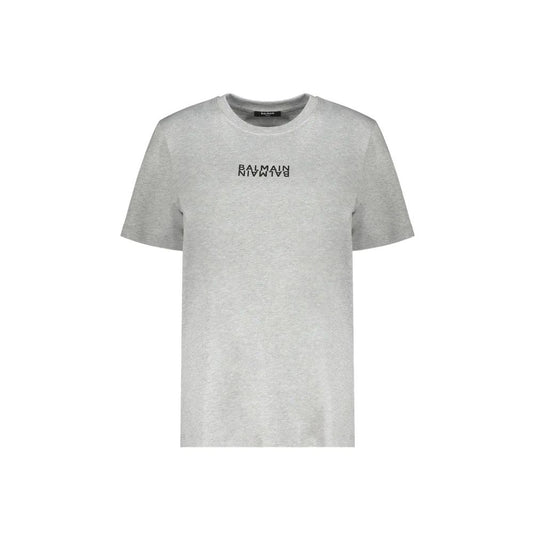 T-Shirt en Coton Gris Balmain pour Femme