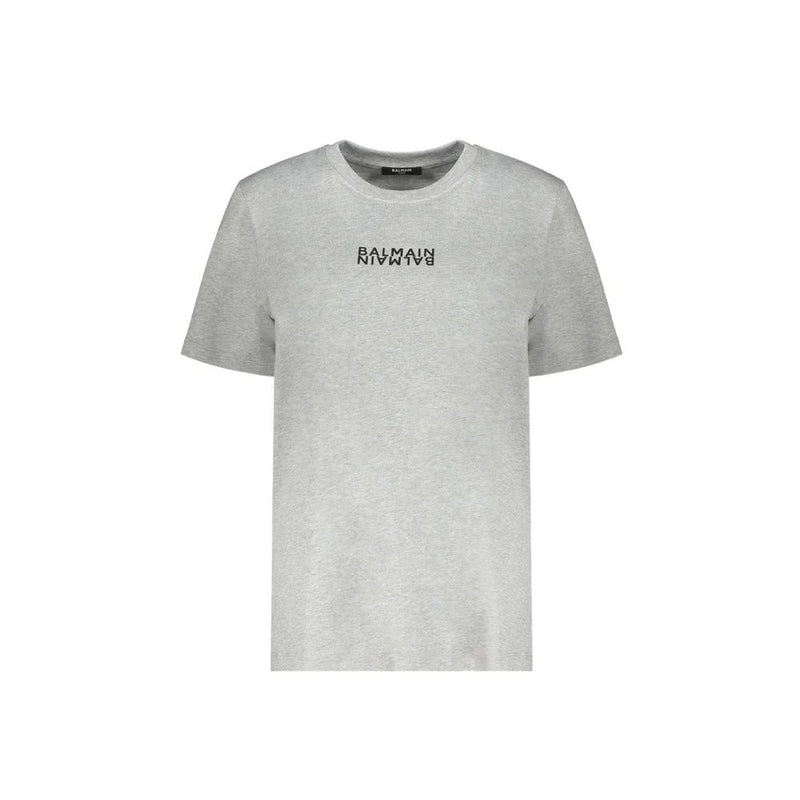 Balmain Gray Cotton T-Shirt for Women