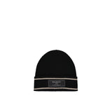 Balmain Black Merino Wool Beanie - Stylish & Warm
