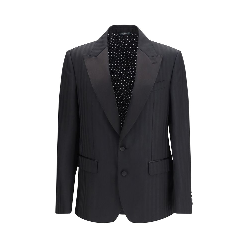 Blazer en molleton de laine noir Dolce & Gabbana