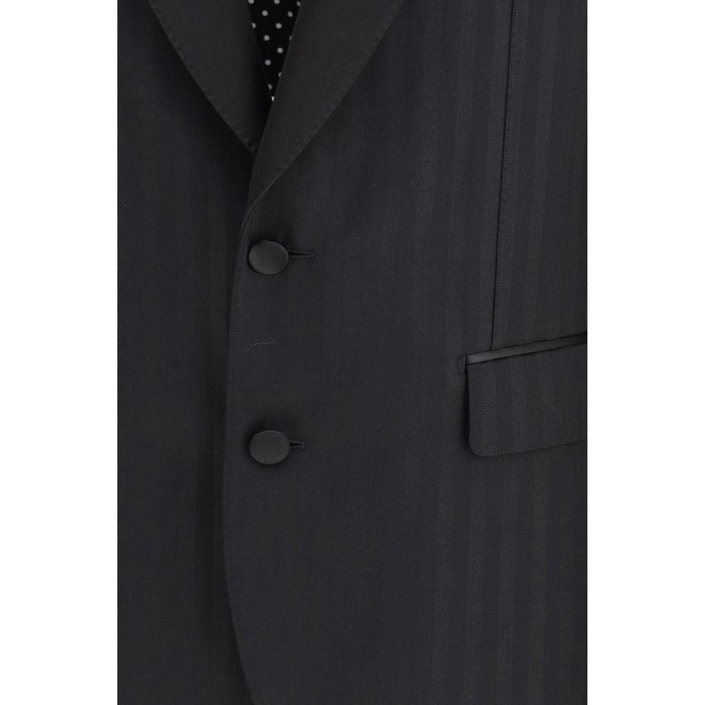 Blazer en molleton de laine noir Dolce & Gabbana