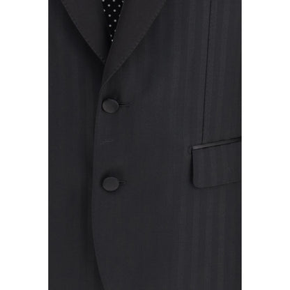 Blazer en molleton de laine noir Dolce & Gabbana