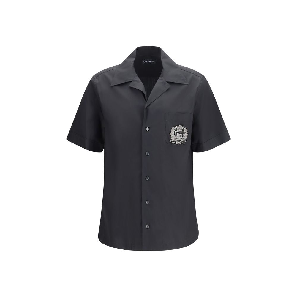 Chemise à manches courtes en coton noir Dolce & Gabbana