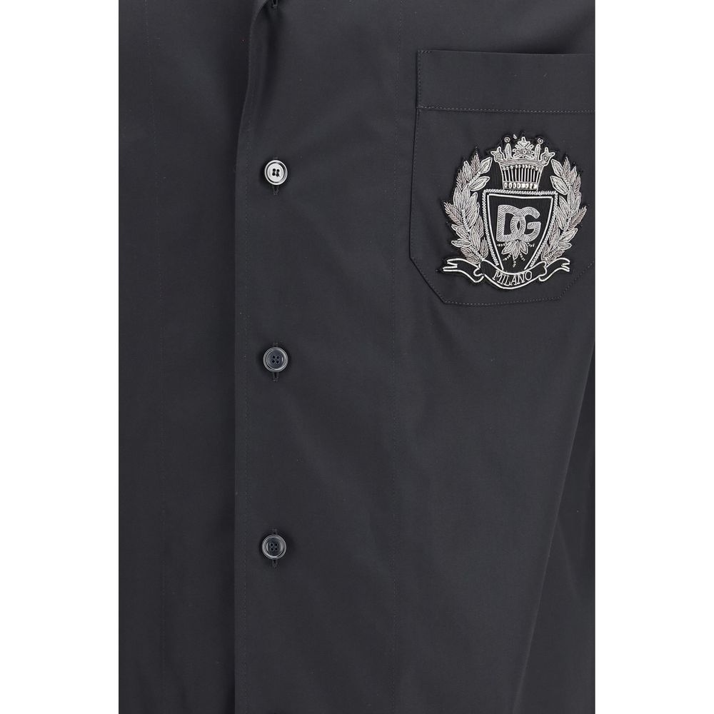 Chemise à manches courtes en coton noir Dolce & Gabbana