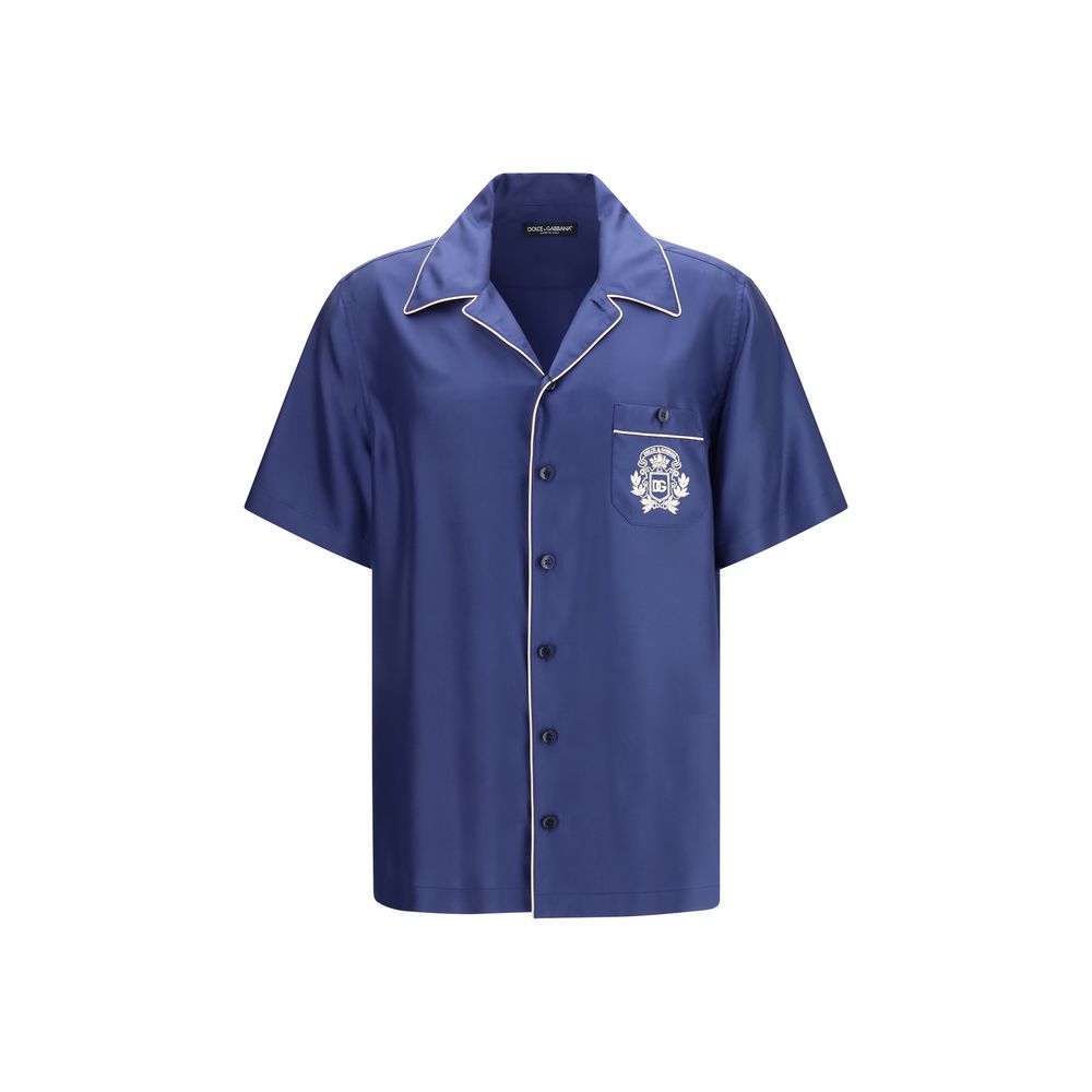 Chemise Dolce & Gabbana en soie bleue à manches courtes