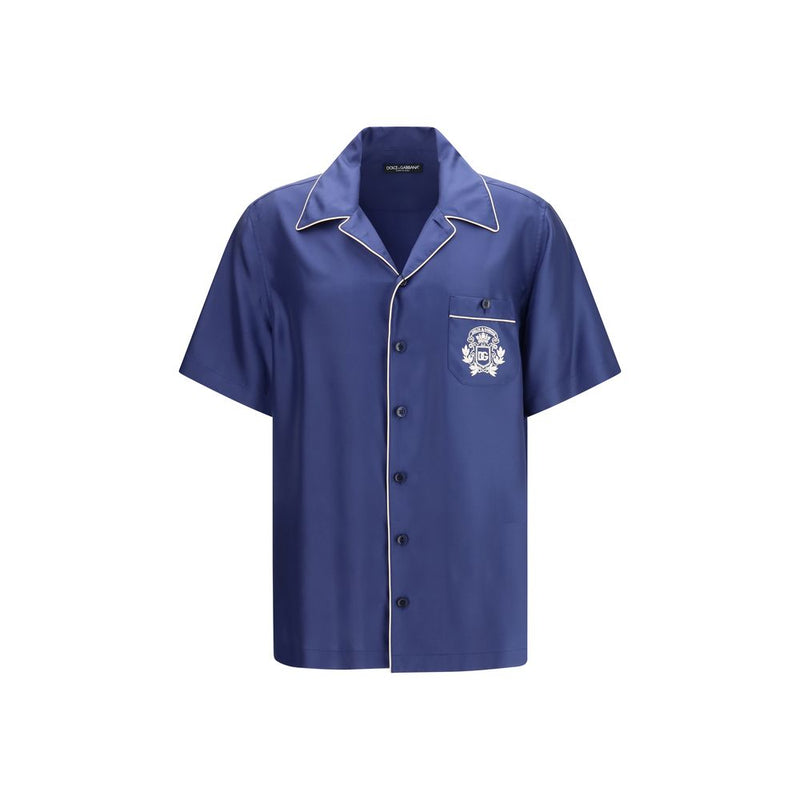 Chemise Dolce & Gabbana en soie bleue à manches courtes