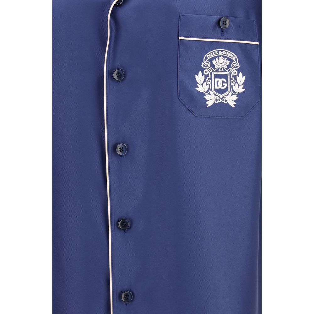 Chemise Dolce & Gabbana en soie bleue à manches courtes