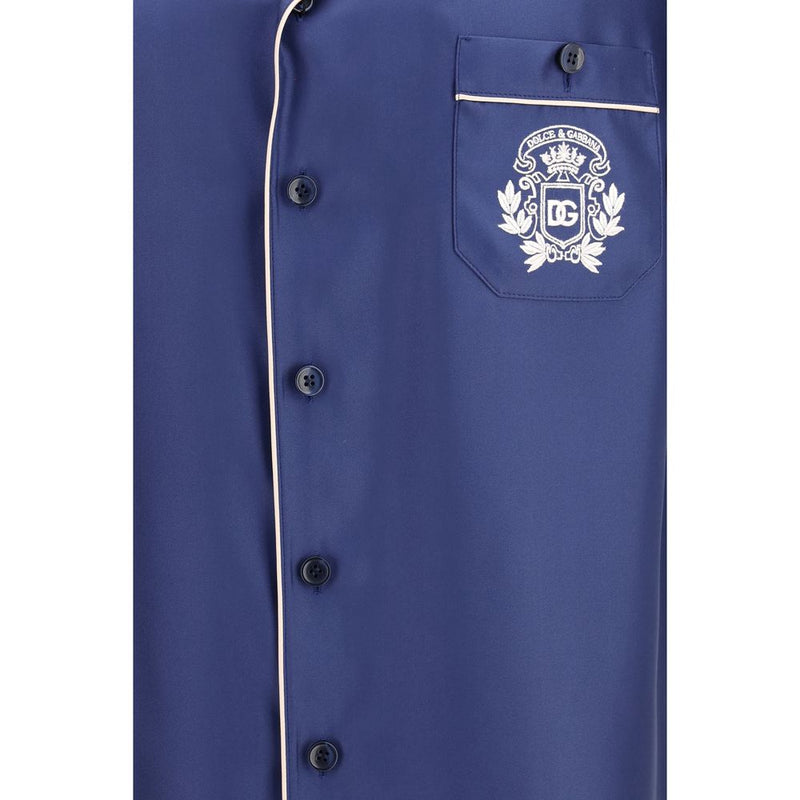 Chemise Dolce & Gabbana en soie bleue à manches courtes