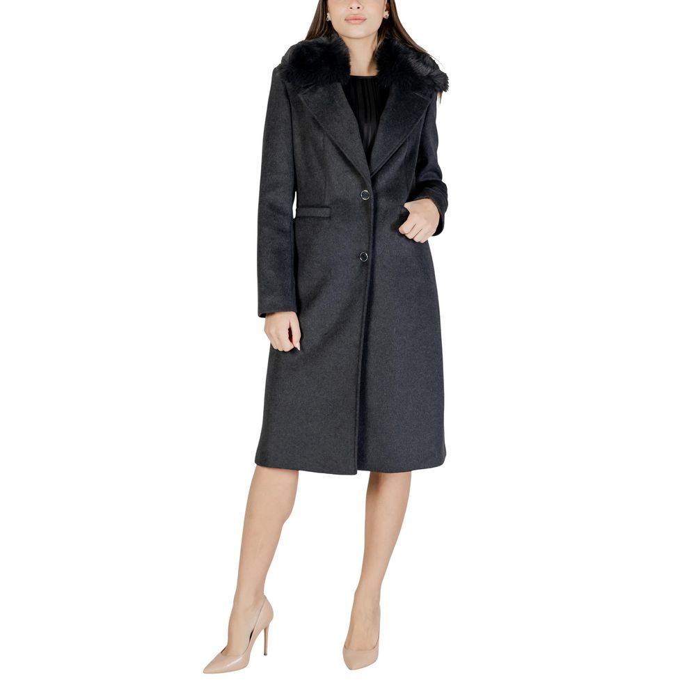 Guess KAROLE FUR COLLAR COAT - Élégant Manteau Gris en Polyester