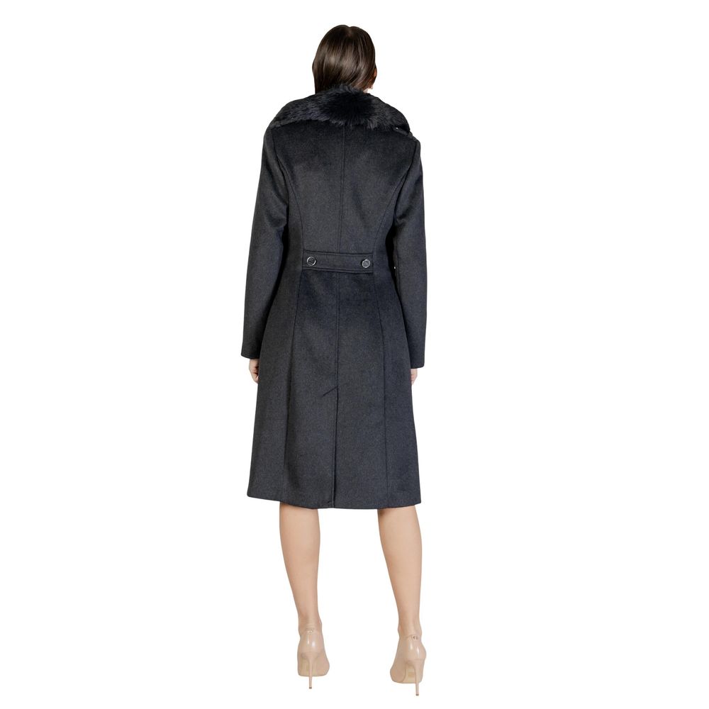 Guess KAROLE FUR COLLAR COAT - Élégant Manteau Gris en Polyester