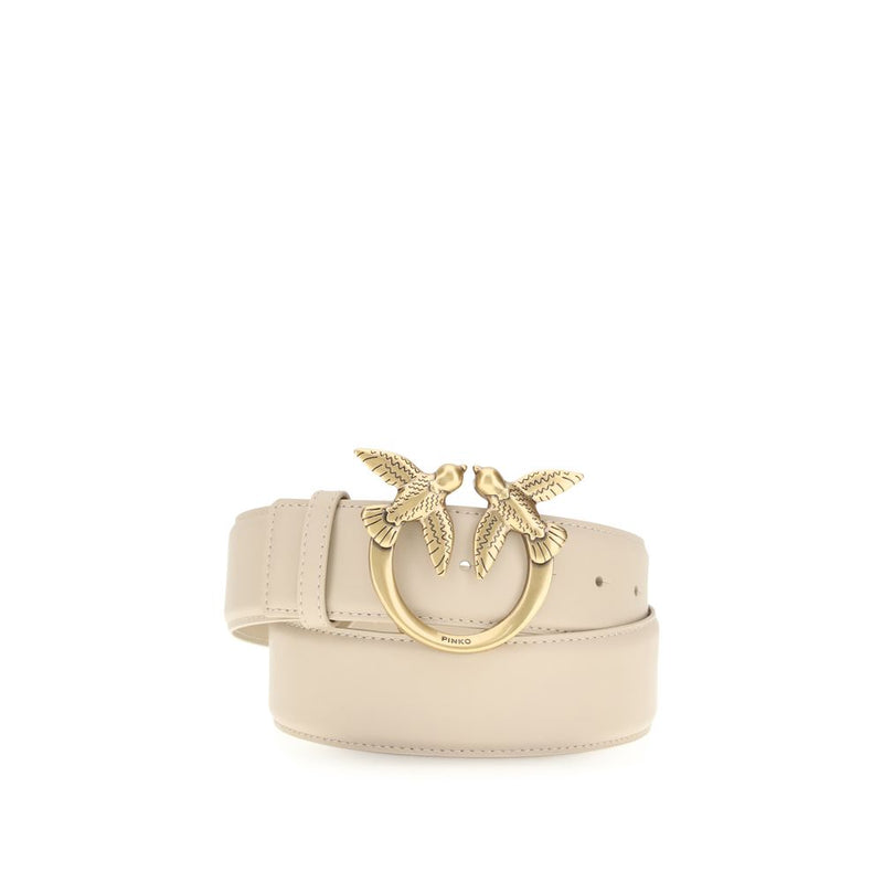 PINKO Beige Calf Leather Bos Taurus Regular Belt