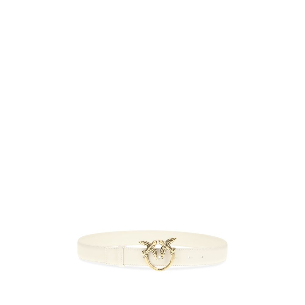 PINKO White Calf Leather Bos Taurus Regular Belt
