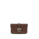 PINKO Brown Calf Leather Baby Love Shoulder Bag