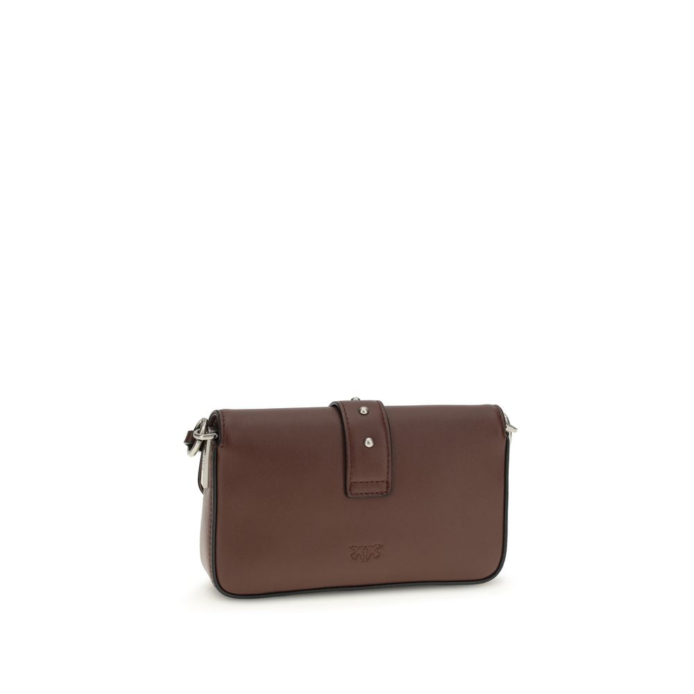 PINKO Brown Calf Leather Baby Love Shoulder Bag