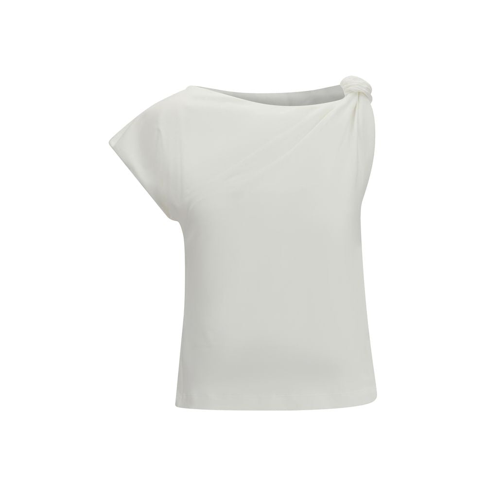 PINKO Marlena Top - T-Shirt sans Manches en Coton Blanc