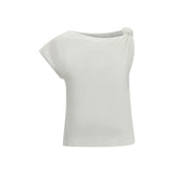 PINKO Marlena Top - T-Shirt sans Manches en Coton Blanc