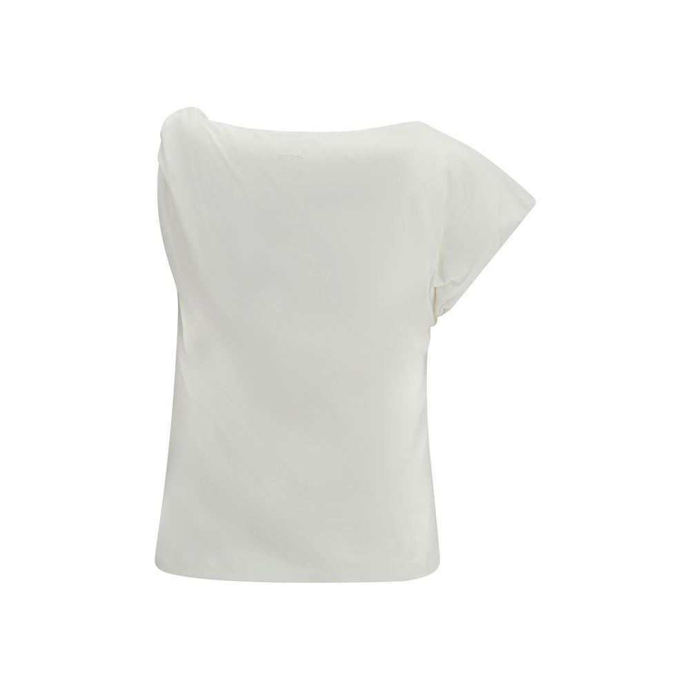 PINKO Marlena Top - T-Shirt sans Manches en Coton Blanc
