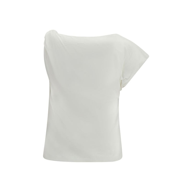 PINKO Marlena Top - T-Shirt sans Manches en Coton Blanc