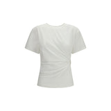 PINKO Mary White Cotton T-Shirt with Gold Appliqué