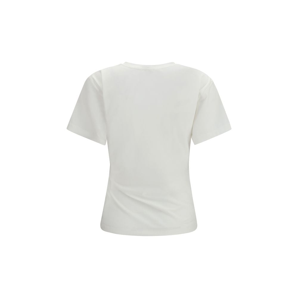PINKO Mary White Cotton T-Shirt with Gold Appliqué