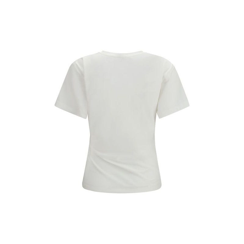 PINKO Mary White Cotton T-Shirt with Gold Appliqué