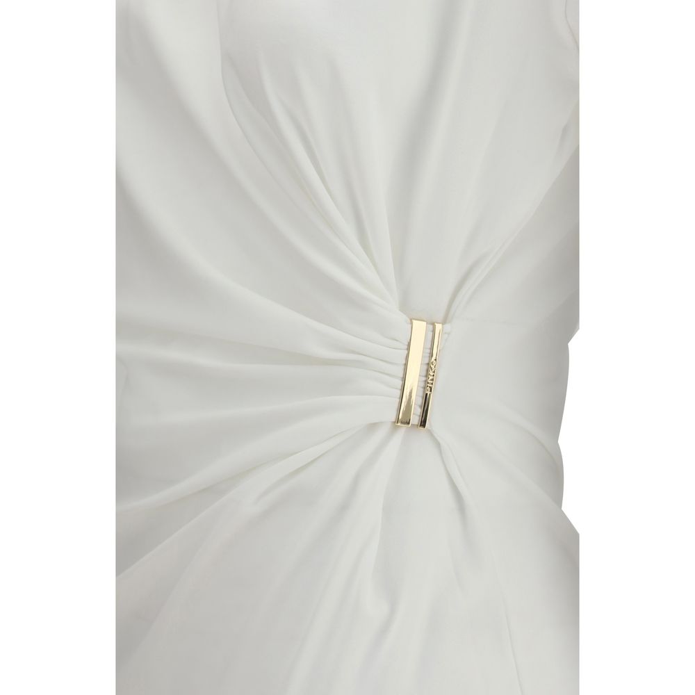 PINKO Mary White Cotton T-Shirt with Gold Appliqué