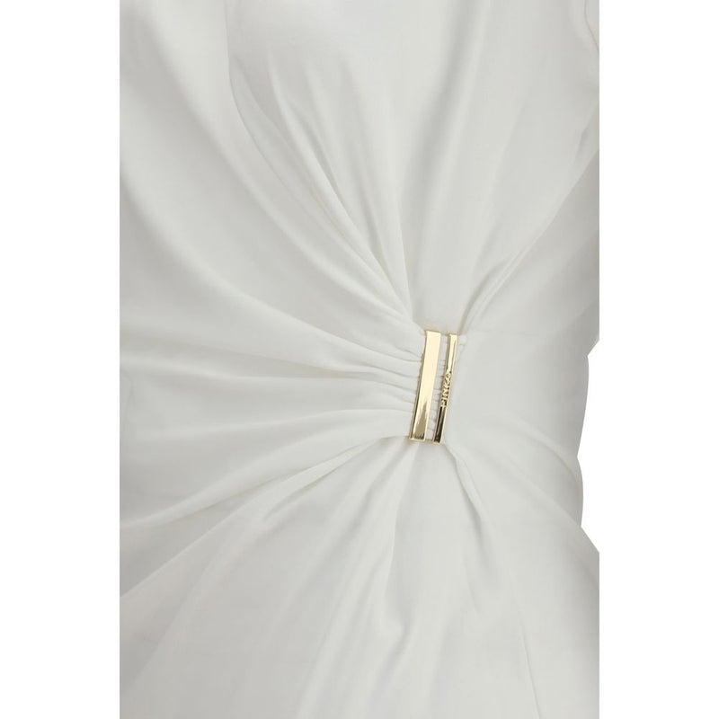 PINKO Mary White Cotton T-Shirt with Gold Appliqué