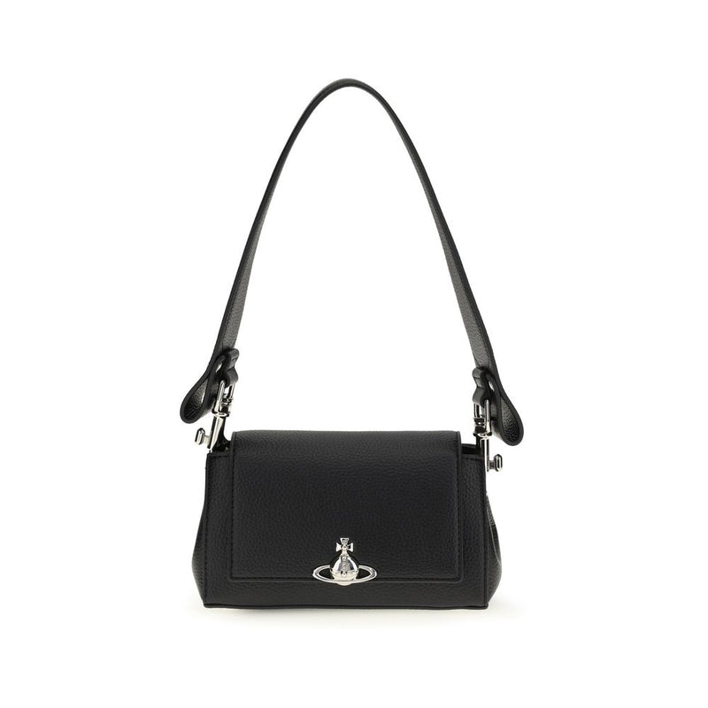 Vivienne Westwood Black Polyurethane Orb Shoulder Bag