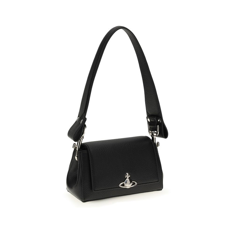 Vivienne Westwood Black Polyurethane Orb Shoulder Bag