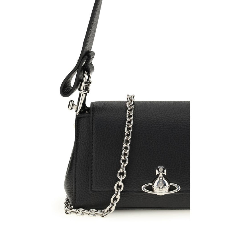 Vivienne Westwood Black Polyurethane Orb Shoulder Bag
