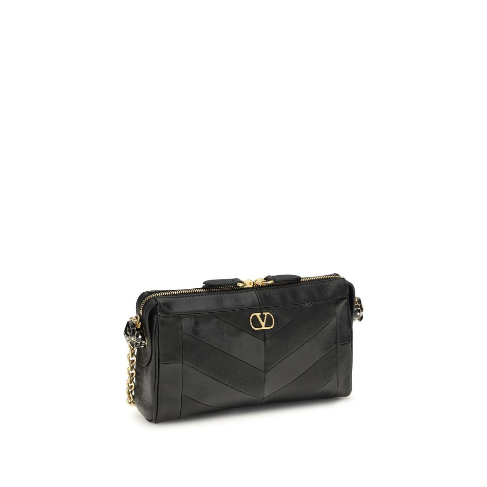 Sac bandoulière Valentino Garavani en agneau noir Ovis Aries