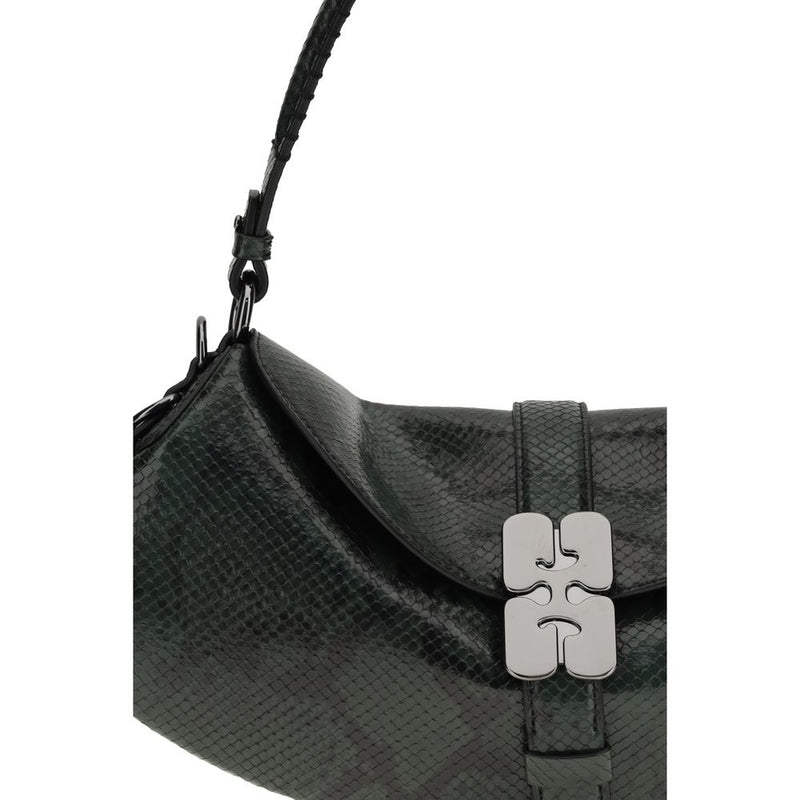 Ganni Blue Recycled Leather Shoulder Bag - B-Kat Model