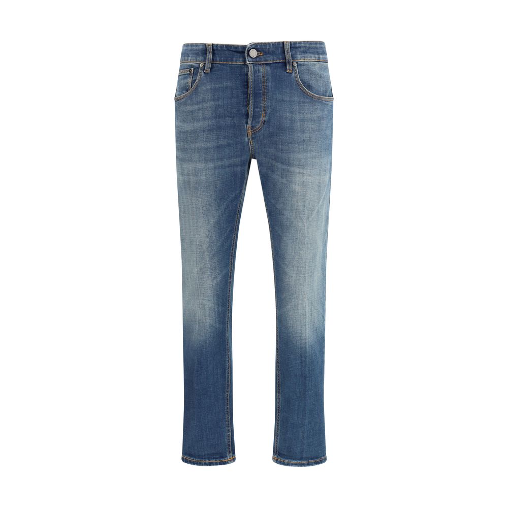PT Torino Blue Cotton Tapered Jeans for Men