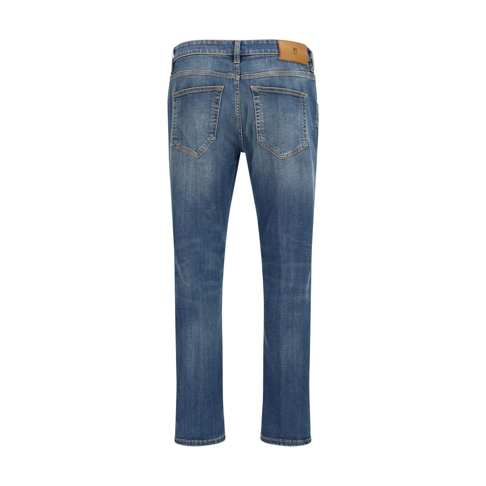 PT Torino Blue Cotton Tapered Jeans for Men