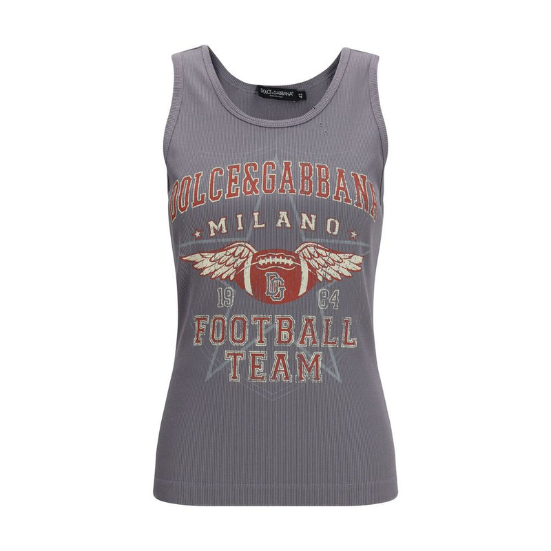 Dolce & Gabbana Gray Cotton Ribbed Tank Top