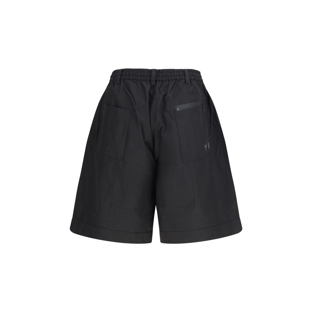 Y-3 Black Cotton Bermuda Shorts for Men