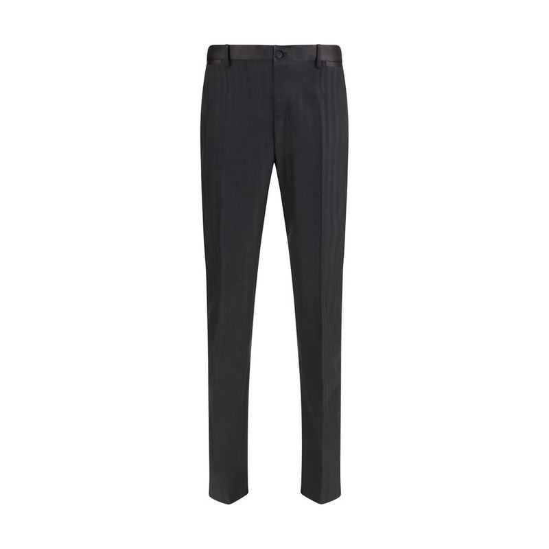 Dolce & Gabbana Black Fleece Wool Casual Pants for Men