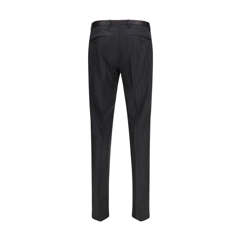 Dolce & Gabbana Black Fleece Wool Casual Pants for Men
