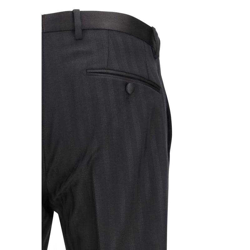 Dolce & Gabbana Black Fleece Wool Casual Pants for Men