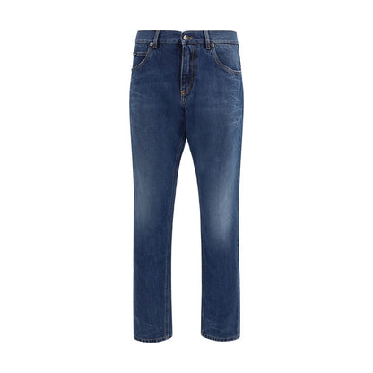 Dolce & Gabbana Blauwe Rechte Jeans van Katoen
