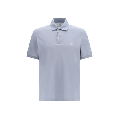 Polo Brunello Cucinelli en coton bleu