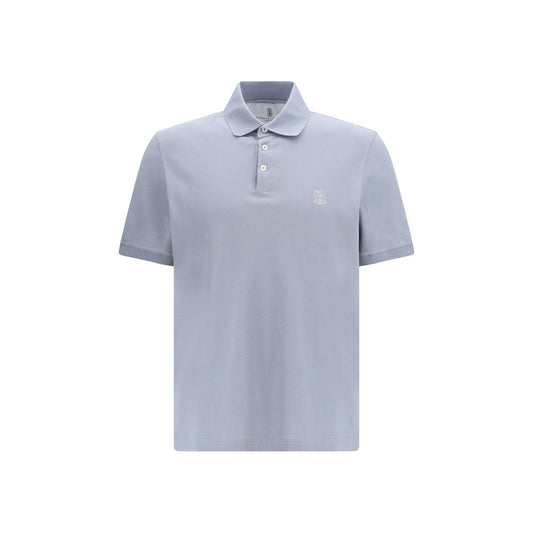 Brunello Cucinelli Blue Cotton Polo Shirt for Men