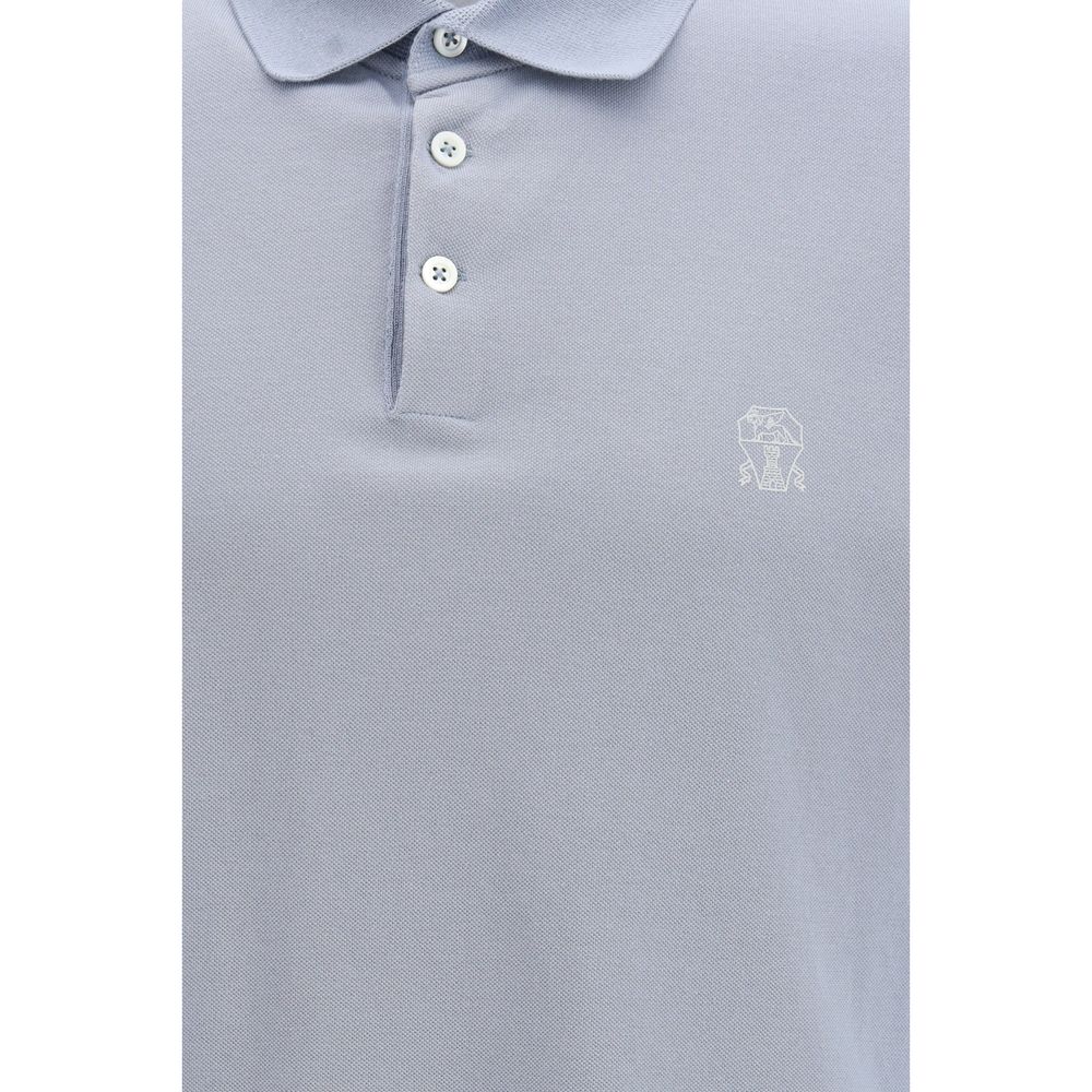 Brunello Cucinelli Blue Cotton Polo Shirt - Refined Style for Men