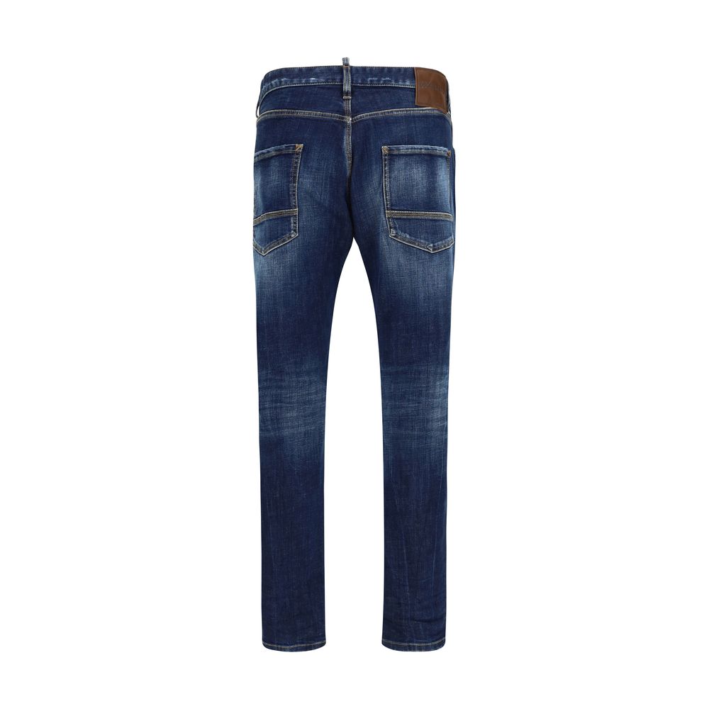 Dsquared² Teddy Mini Front Blue Cotton Jeans Denim