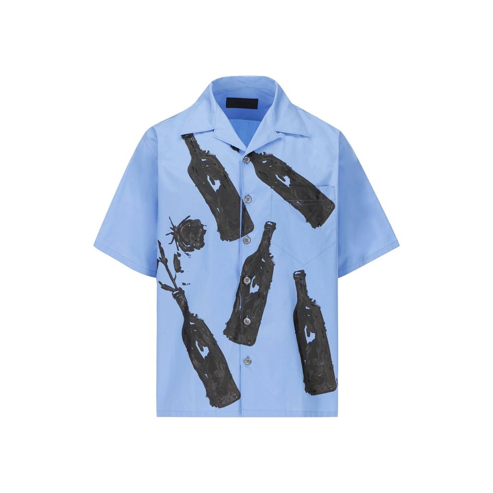 Prada overhemd met blauwe katoenen print
