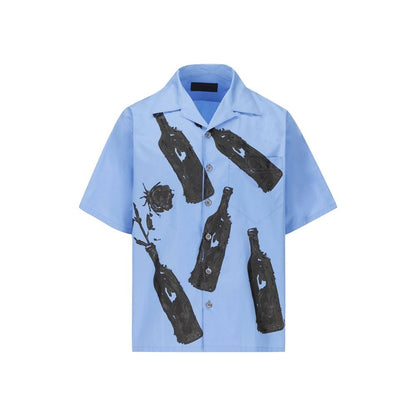 Prada overhemd met blauwe katoenen print