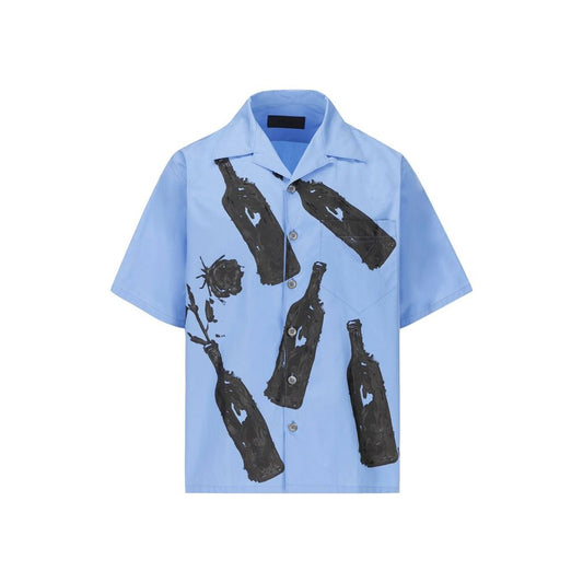 Prada overhemd met blauwe katoenen print