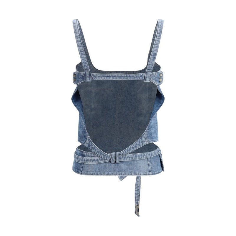 Diesel De-Sayra Blue Cotton Top for Women